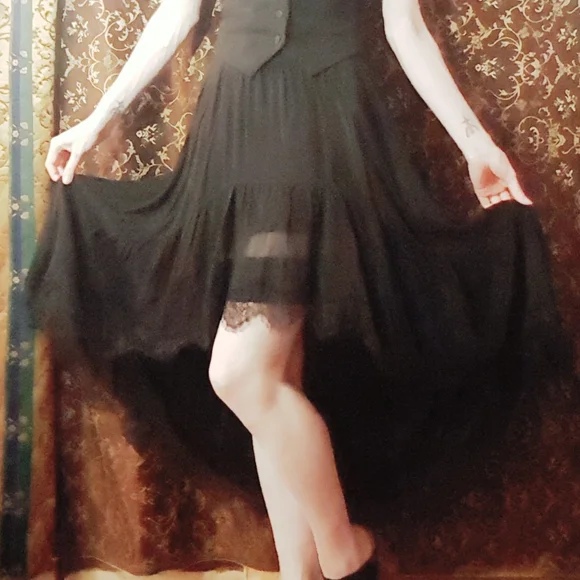 Express Black High-Low Skirt - Picture 7 of 8